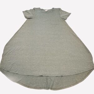 Lularoe Swing Tunic Top Size Medium Heather Gray Short Sleeve Chest Pocket